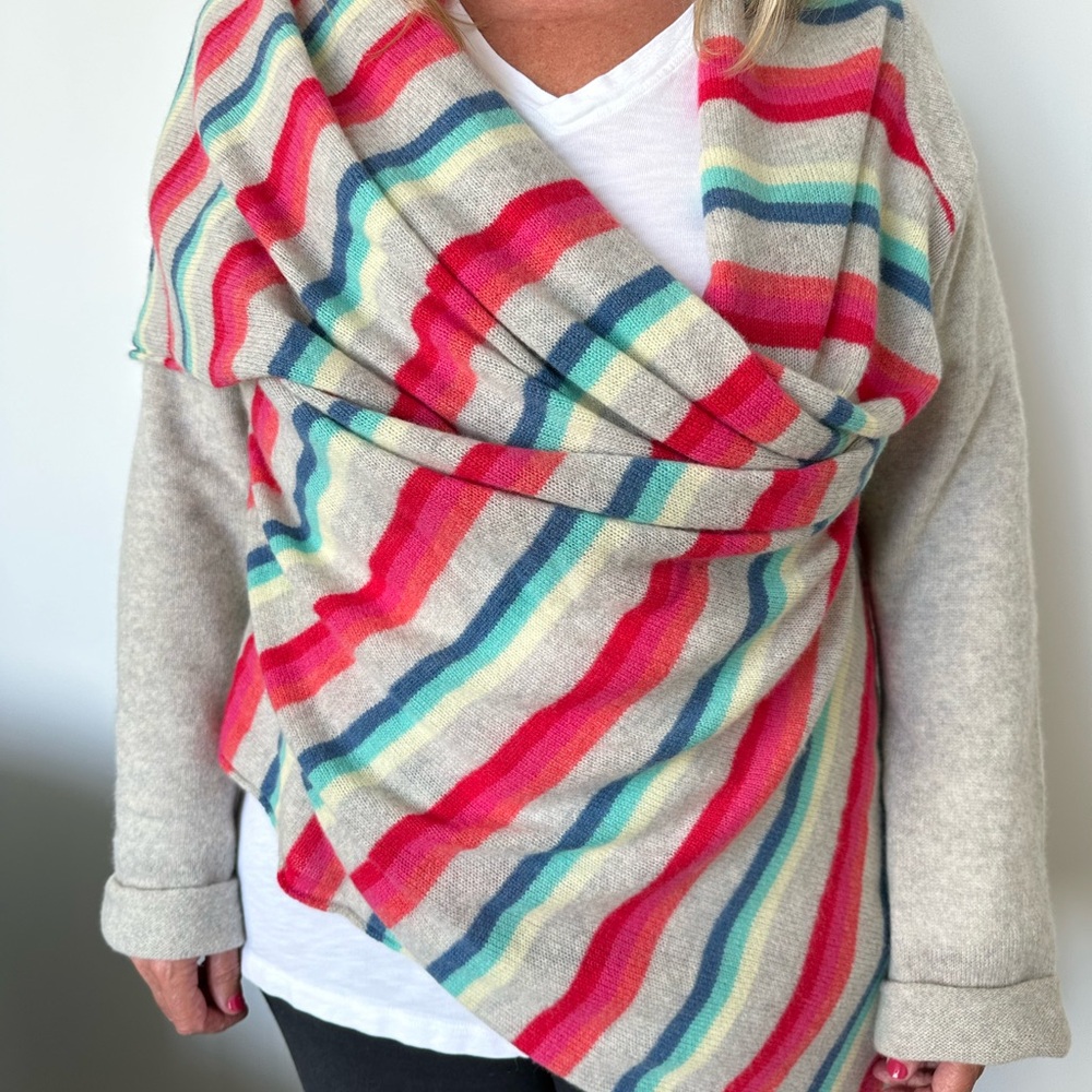 NWOT Classic Subtle Luxury Striped Wrap Sweater, Size M/L